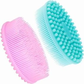 2Pcs Silicone Bathing Brushes for Massage Shower Scrubbers Blue Pink Quick Dry Durable Cleansing Tools for Efficient Skin Care