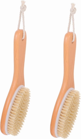2pcs Wooden Handle Body Scrub Brush with Soft Bristles for Exfoliating Shower Cleanse Durable Spa Massage Tool for Full Body Care and Refreshing Skin