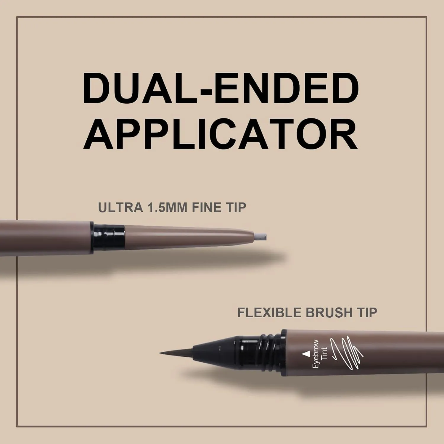 3 Pcs Eyebrow Pencil Set, with 2 Dual Ended Waterproof & Long Lasting Liquid Eyebrow Pen and with 1 Eyebrow Brush, Chestnut