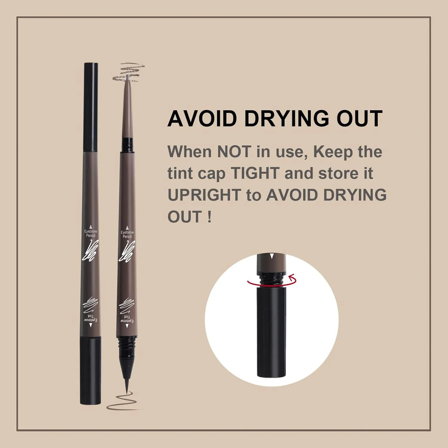 3 Pcs Eyebrow Pencil Set, with 2 Dual Ended Waterproof & Long Lasting Liquid Eyebrow Pen and with 1 Eyebrow Brush, Chestnut