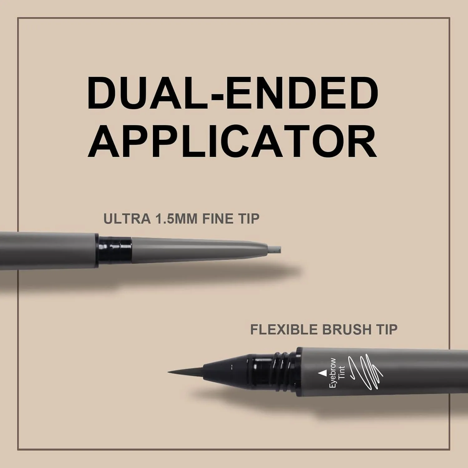 3 Pcs Eyebrow Pencil Set, with 2 Dual Ended Waterproof & Long Lasting Liquid Eyebrow Pen and with 1 Eyebrow Brush, Grey