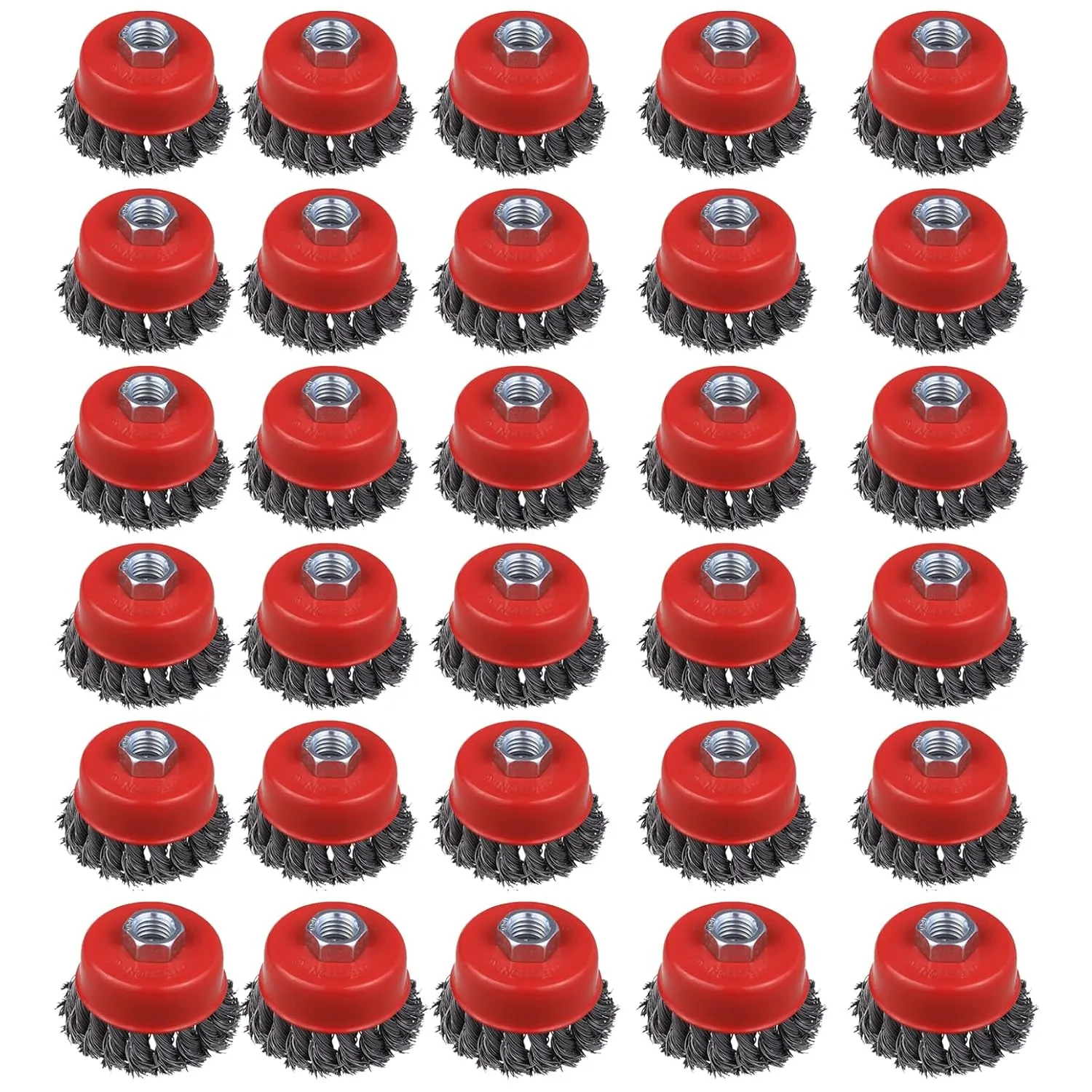 30 Pack 4 Inch Wire Cup Brush for Angle Grinders - 5/8 Inch Arbor, Knotted Wire Brush for Heavy Rust Cleaning