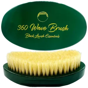 360 Wave Brush, Build Deeper Waves, Soft & Hard Boar Bristle Curved Brush, Black Lavish Essentials Signature (Emerald Green, Soft)