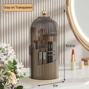 360° Rotating Makeup Brush Holder With Lid [2024 Newest Dustproof & Waterproof] Cosmetics Make up Brush Organizer Storage for Vanity and Bathroom