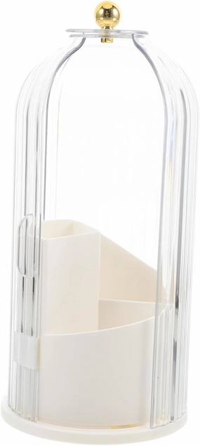 360degree Rotatable Makeup Brush Holder Transparent Cosmetic Organizer for Vanity Compact Desktop Storage Box with Capacity for Brushes and Pens Keeps Your Space Tidy