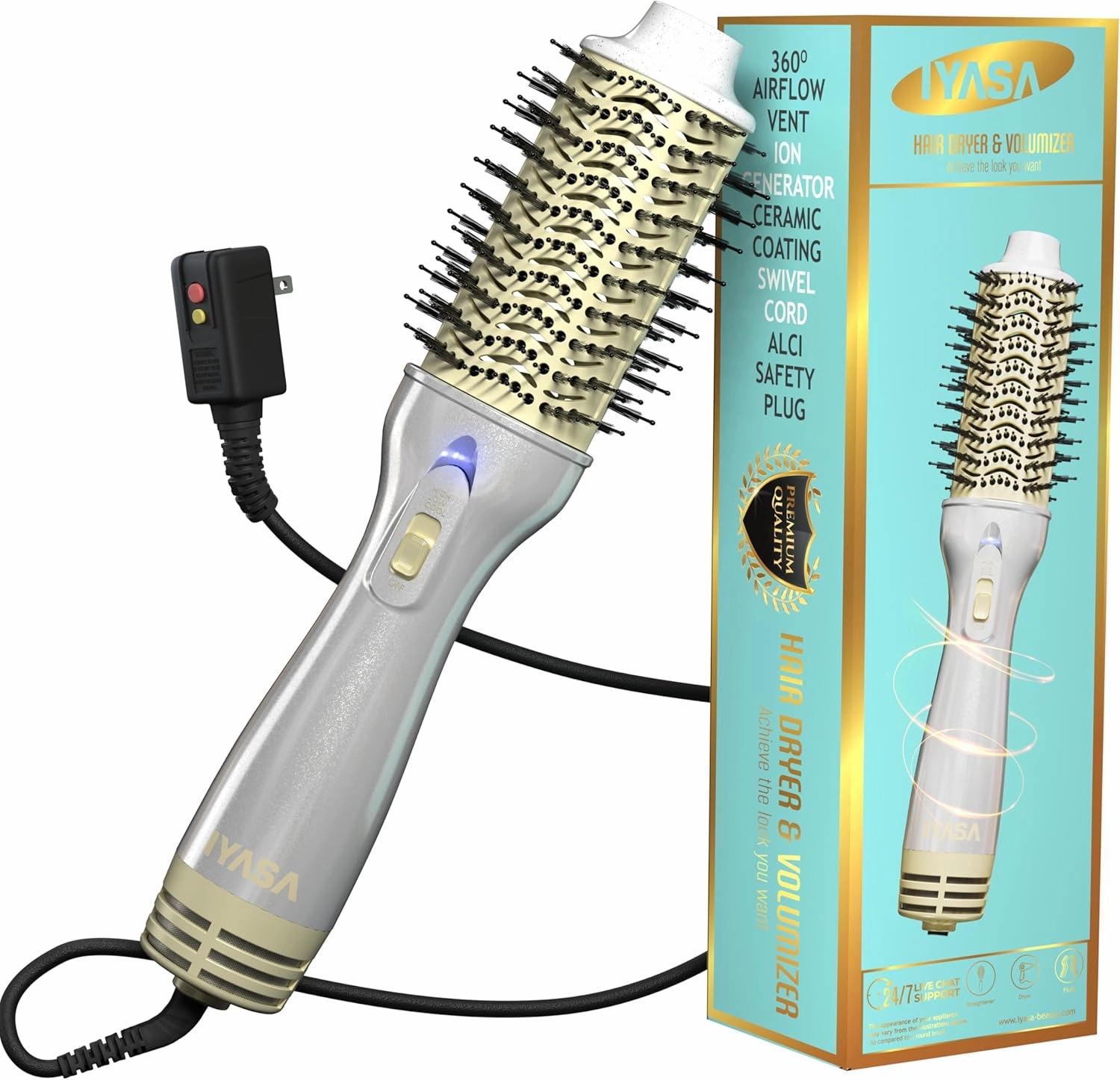 3‑Inch Large Barrel Hot Air Brush & Volumizer, 13‑Inch One‑Step Ionic Blowout Brush 1100 W – Anti‑Frizz, 2 Heat   Cool Shot, Lightweight Oval Dryer Styler for Thick, Medium‑Long Hair, Salon Results