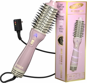 3” Large Barrel Ionic Hot Air Brush Hair Dryer – 75 mm One‑Step Volumizer Blowout Brush for Thick & Long Hair, 1100 W Plastic‑Tourmaline, Frizz Control, 3 Heat / 2 Speed, 13” Length