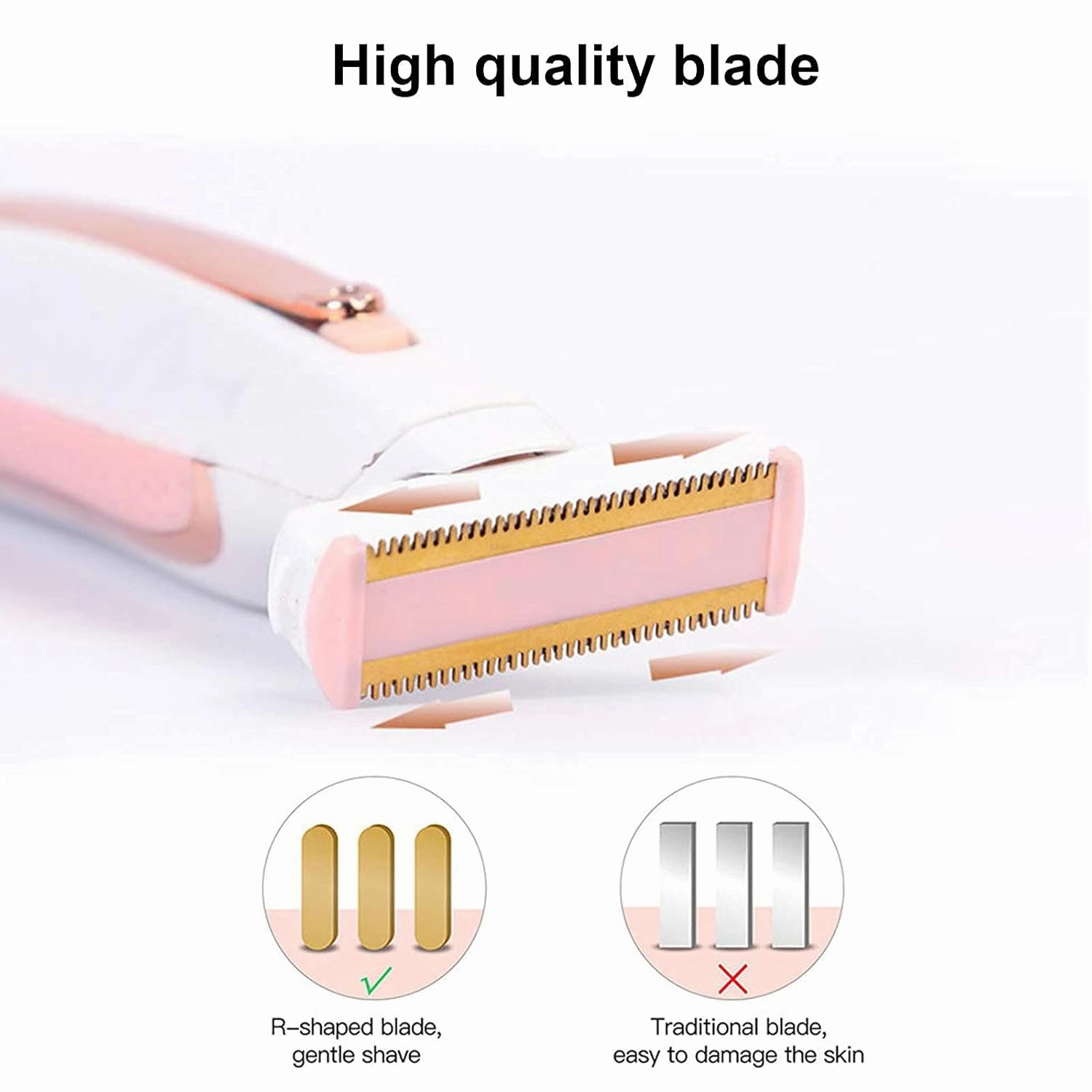 3PCS LinMei Razor Replacement Heads Compatible for Finishing Touch Flawless Body Rechargeable Ladies Shaver and Trimmer with USB Charger, 2 Cleaning Brush