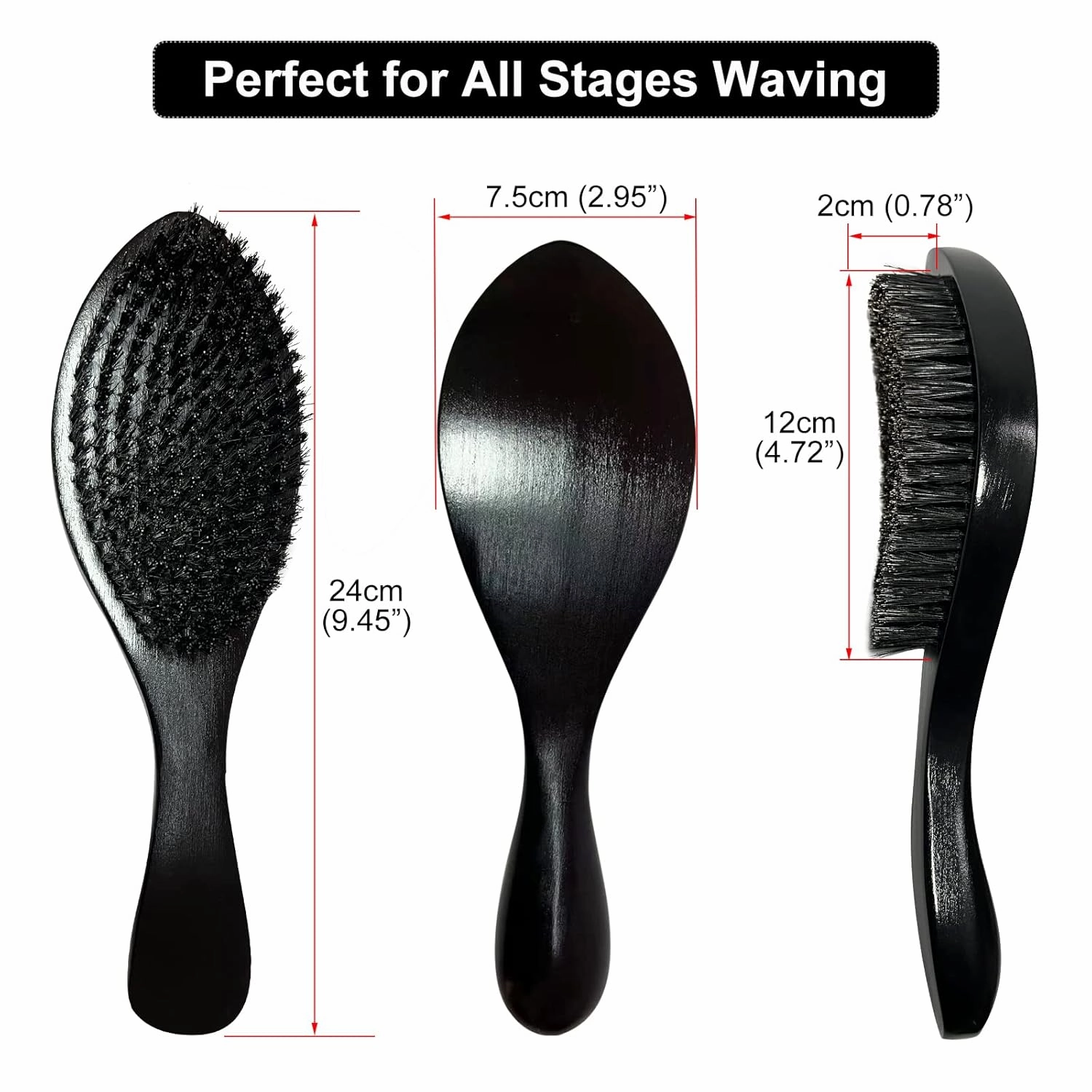 3PCS Silky Durags with 1 Wave Brush Pakcs for Men Waves, Satin Doo Rags and Medium Curve Waves Brush - Made with Boar Bristles