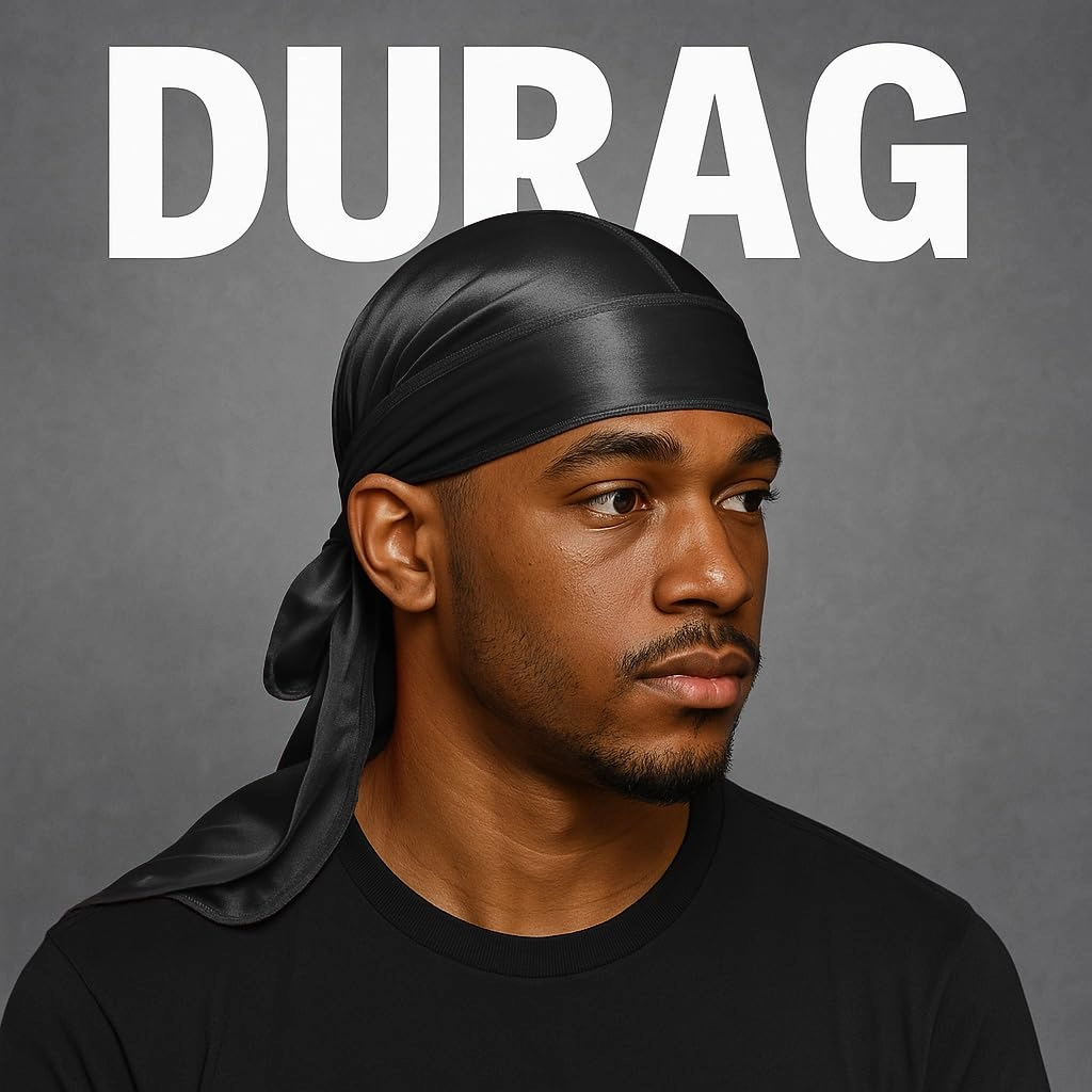 3PCS Silky Durags with 1 Wave Brush Pakcs for Men Waves, Satin Doo Rags and Medium Curve Waves Brush - Made with Boar Bristles
