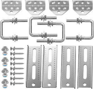 4 PCS 8" Galvanized Swivel Top Bunk Bracket Kit Boat Trailer Guides with Hardware for 3"x3"，2"x3",1.5"x3" Boat Trailer Crossmember, Boat Trailer Bunk Brackets & Square U-Bolts