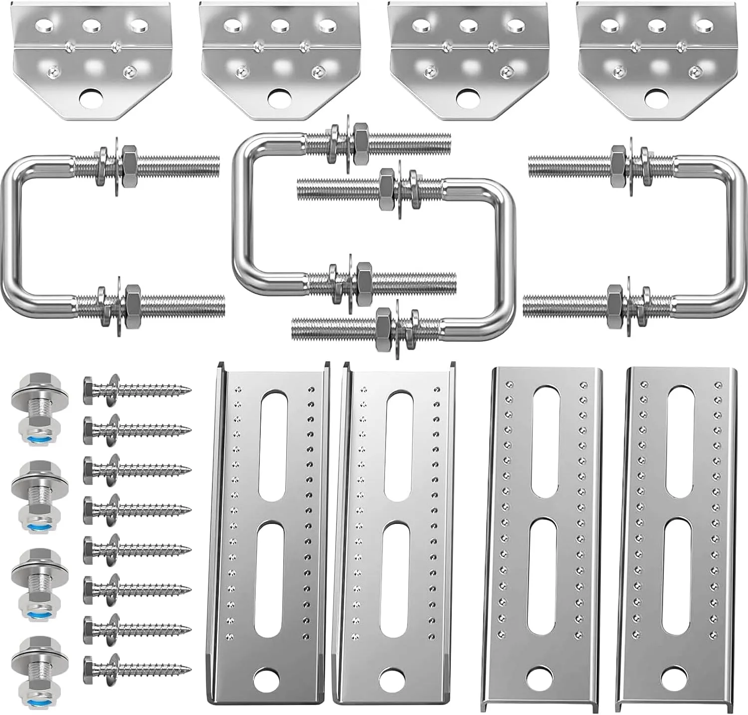 4 PCS 8" Galvanized Swivel Top Bunk Bracket Kit Boat Trailer Guides with Hardware for 3"x3"，2"x3",1.5"x3" Boat Trailer Crossmember, Boat Trailer Bunk Brackets & Square U-Bolts
