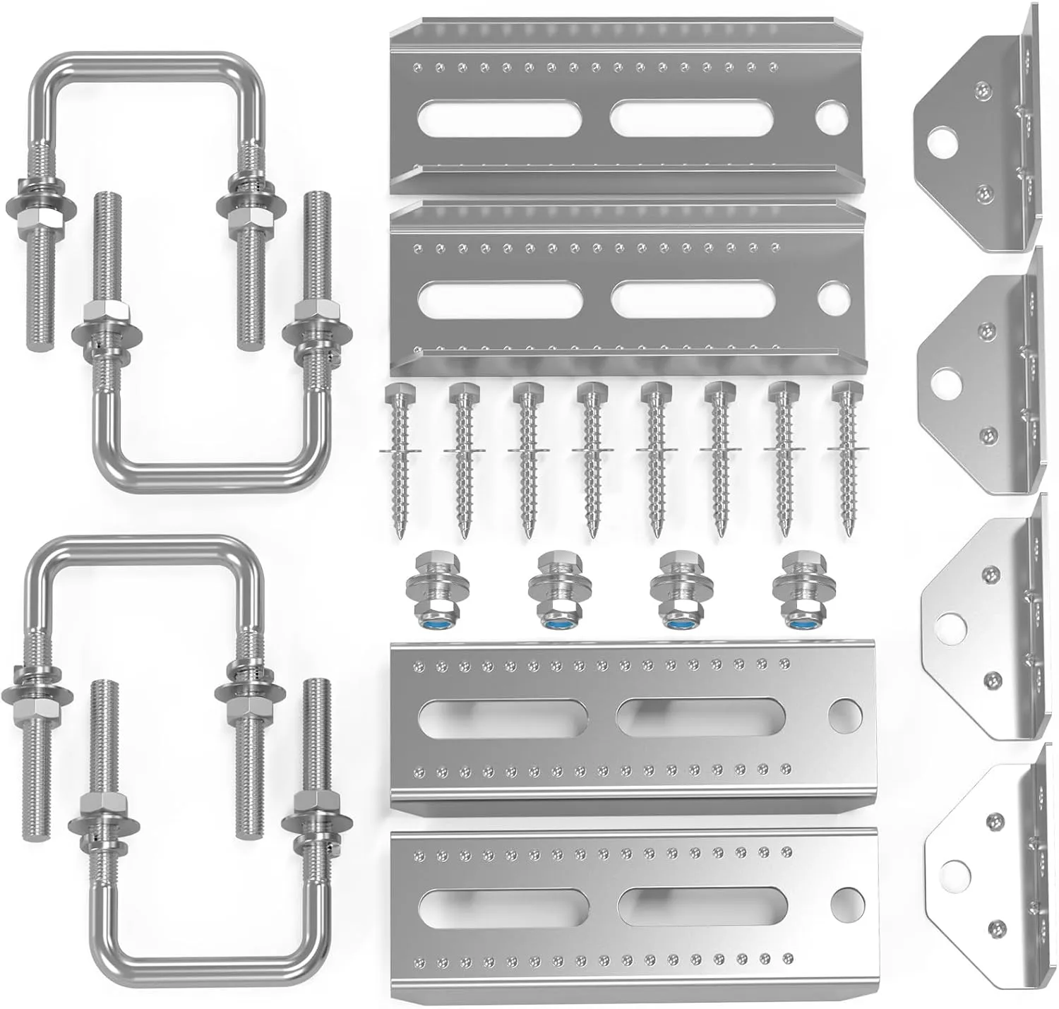 4 PCS 8" Galvanized Swivel Top Bunk Bracket Kit for 3" x 1.5", 3" x 2 " and 3" x 3" Boat Trailer Crossmember, Boat Trailer Bunk Brackets, Square U-Bolts