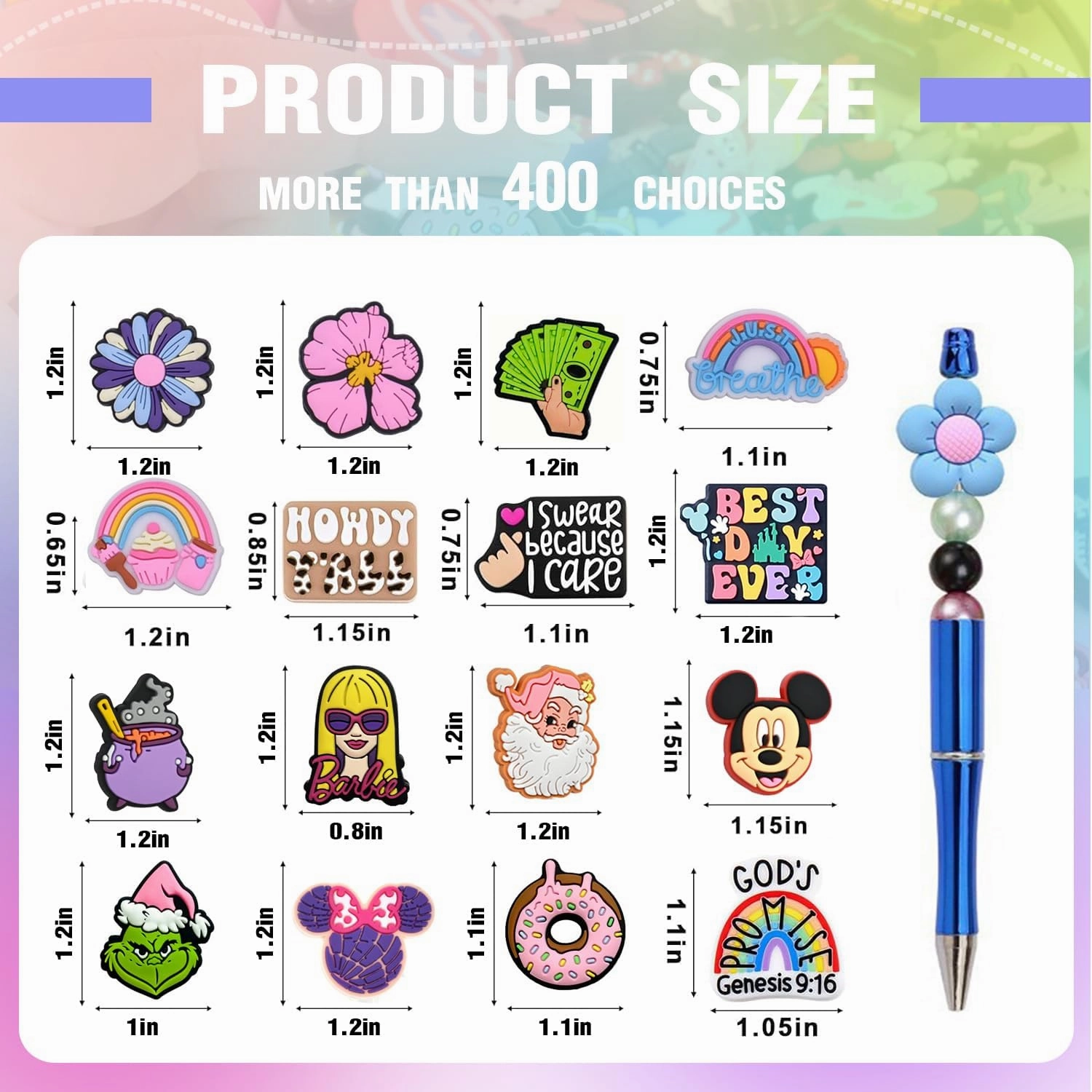 40Pcs Non-Repeat Cartoon Silicone Focal Beads for Pens, Random Focal Beads Bulk for Bead Pens Keychain Jewelry Making