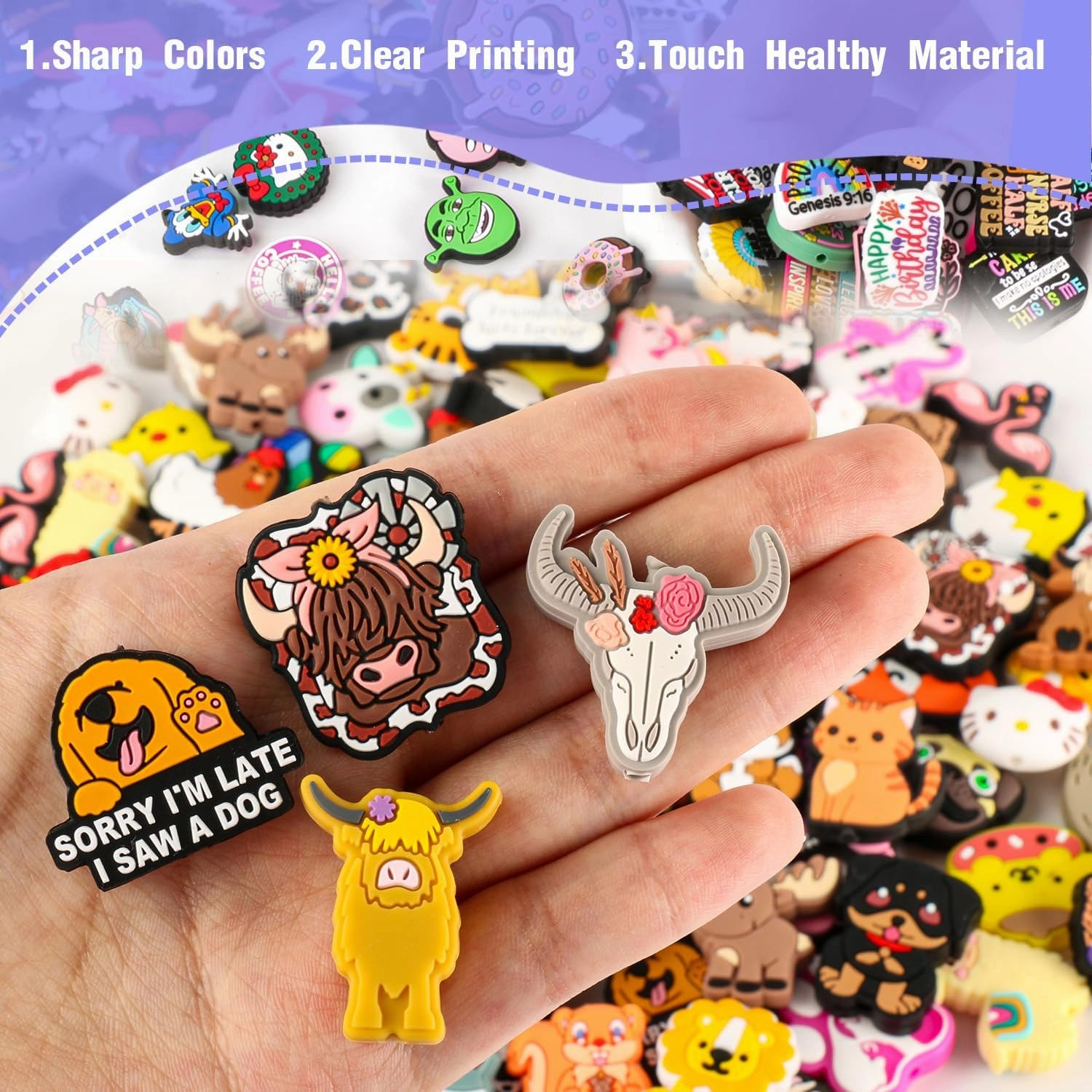 40Pcs Non-Repeat Cartoon Silicone Focal Beads for Pens, Random Focal Beads Bulk for Bead Pens Keychain Jewelry Making