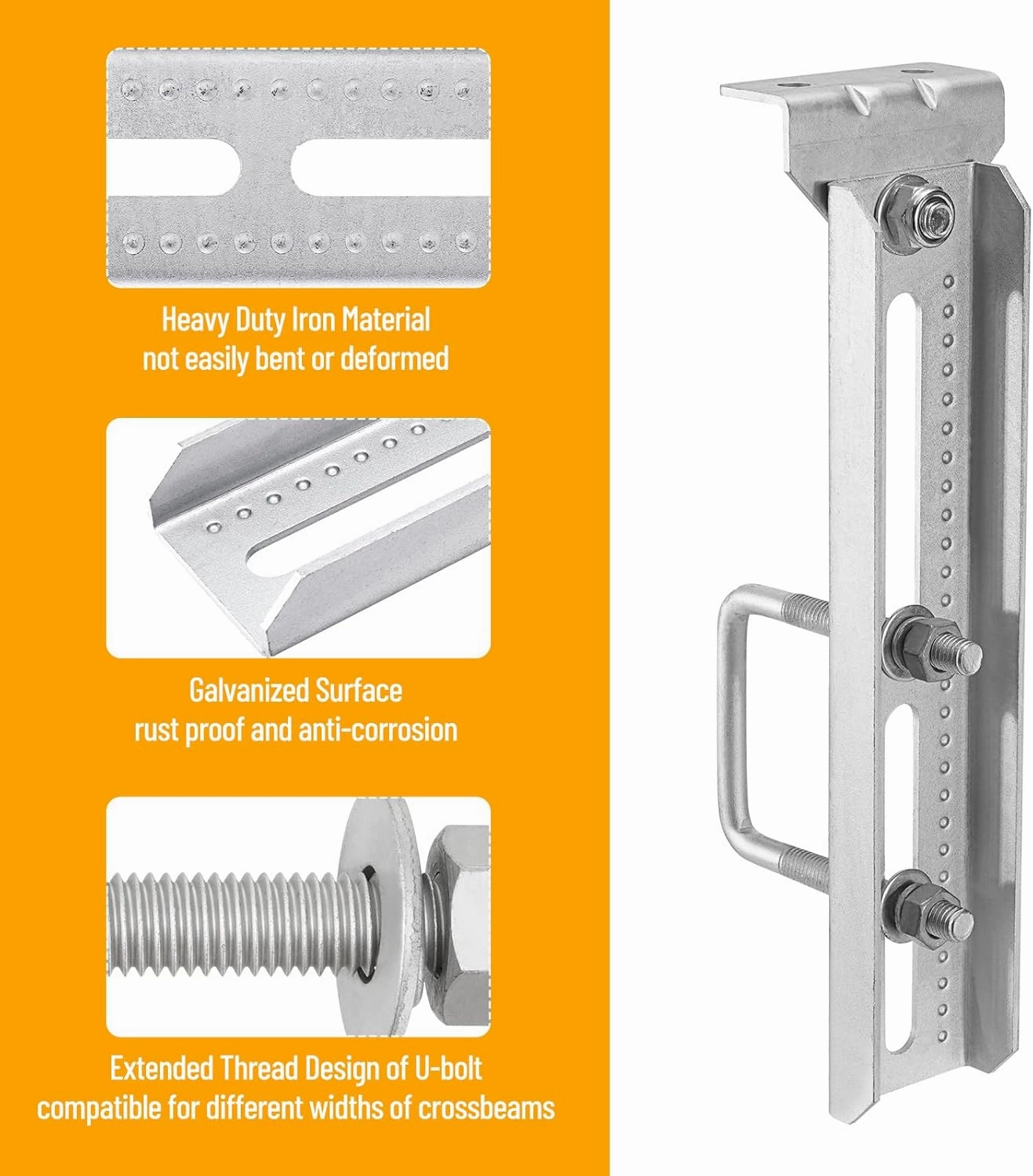 4 Pack 8"/10"/12" Boat Trailer Bunk Brackets for 1.5" x 3", 2" x 3", 3" x 3" Boat Trailer Crossmember