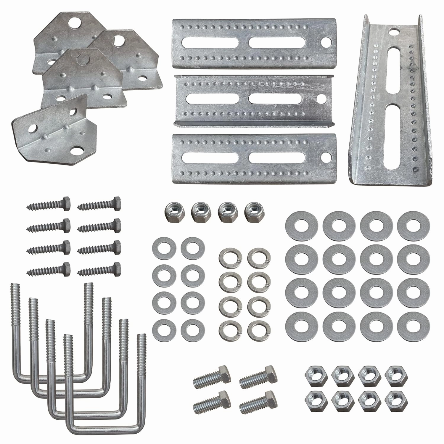 4 Pack 8" Galvanized Swivel Top Bunk Bracket Kit with Hardware for Boat Trailer, fits 3x3 Cross Members, Heavy Duty (4 Pack)