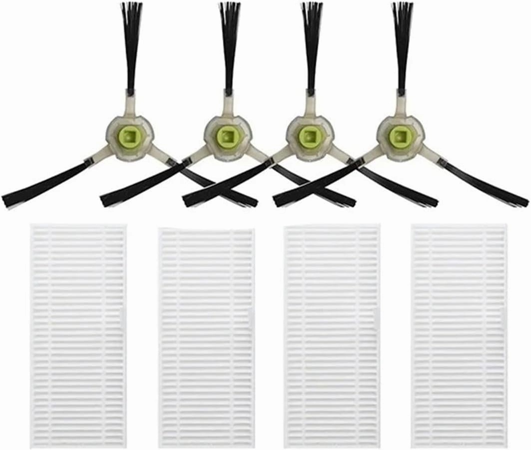 4 Side Brushes   4 HEPA Filters，Compatible For Lefant，F1 Robot Vacuum Cleaner Accessory Part