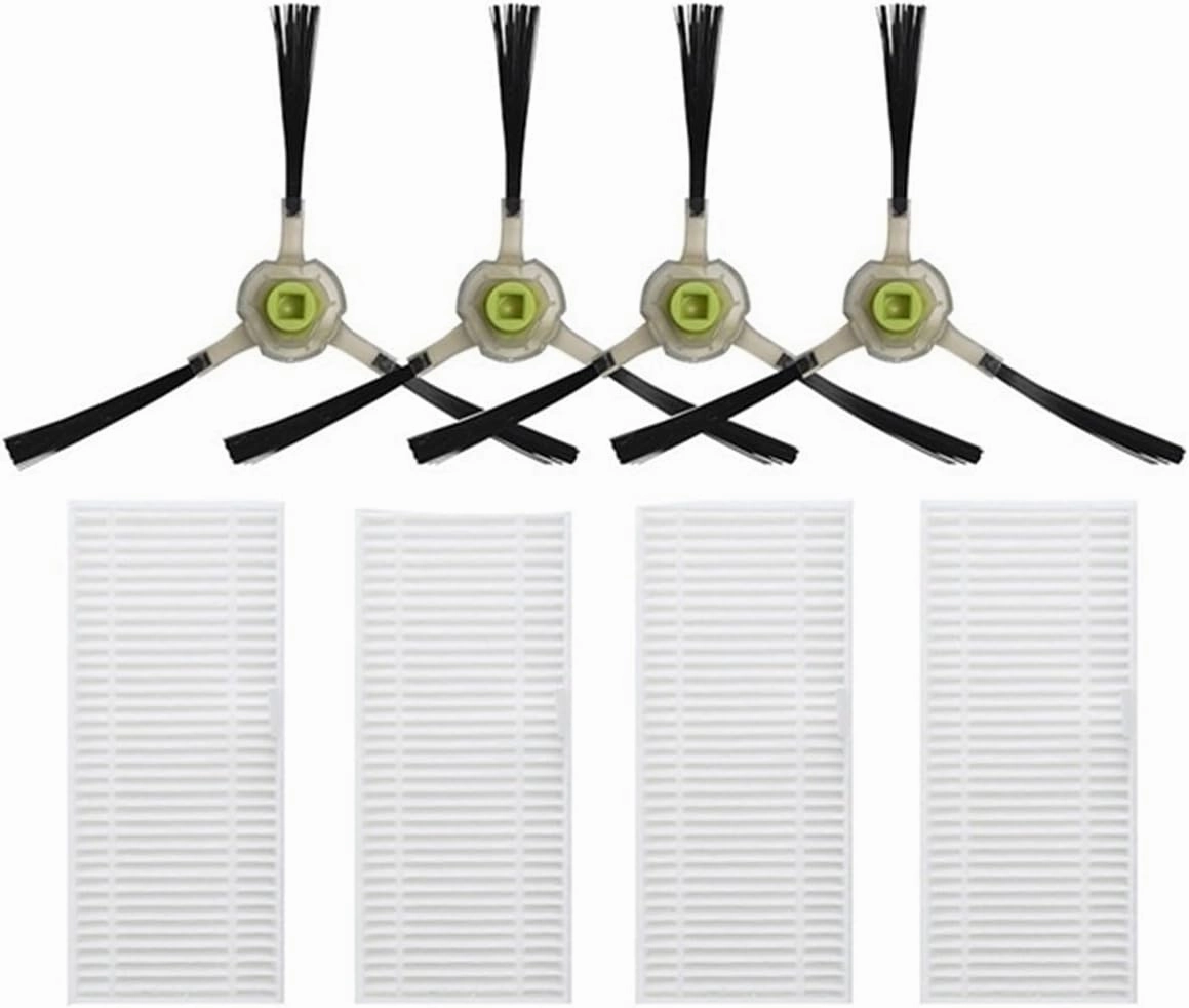 4 Side Brushes   4 HEPA Filters，Compatible For Lefant，M210 Series N1 OKP K2 Series Robot Vacuum Cleaner Accessory Part(M210P-12cm filter)
