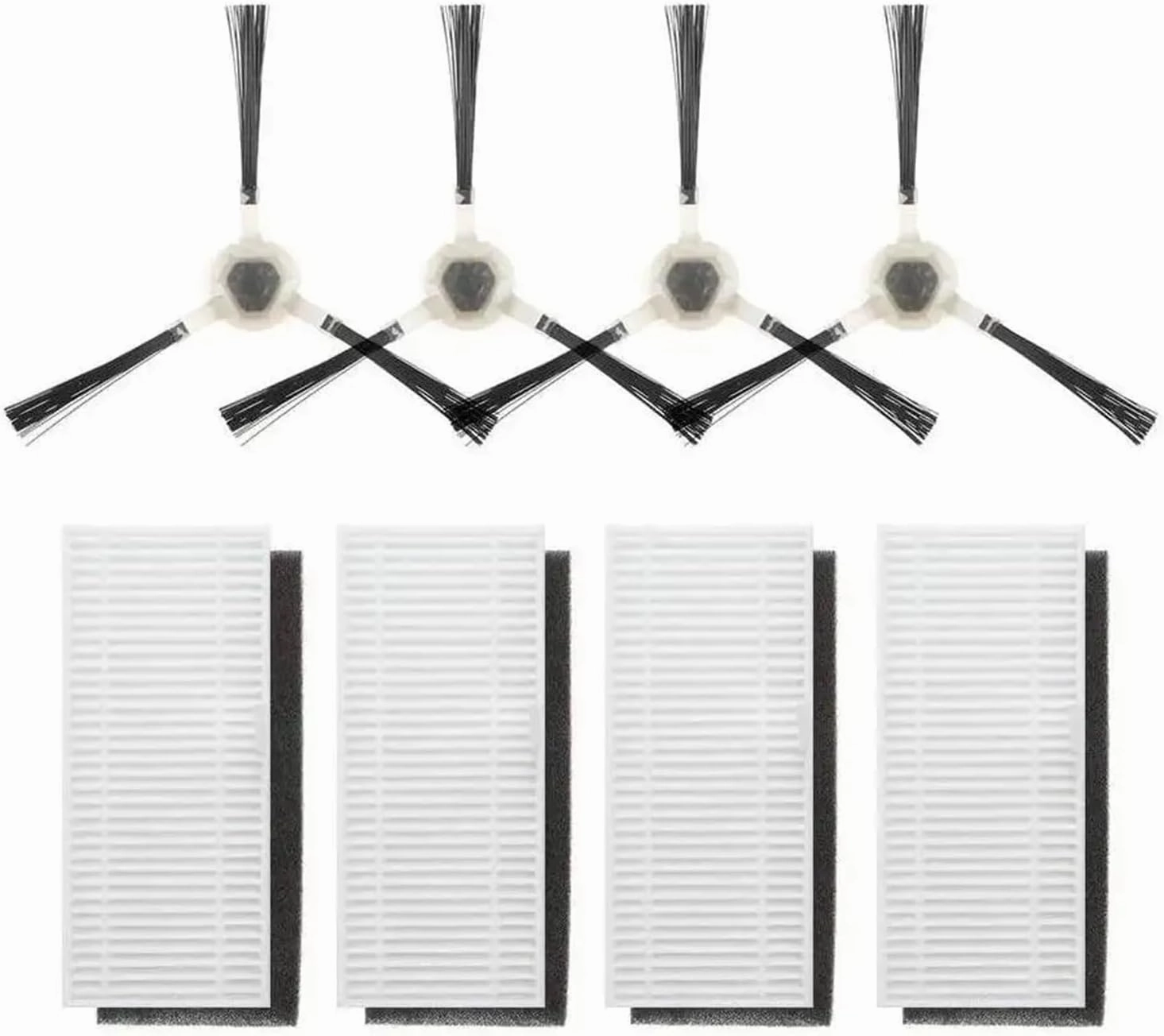 4 Side Brushes   4 HEPA Filters，Compatible For Lefant，M210 Series N1 OKP K2 Series Robot Vacuum Cleaner Accessory Part(M210P-12cm filter)
