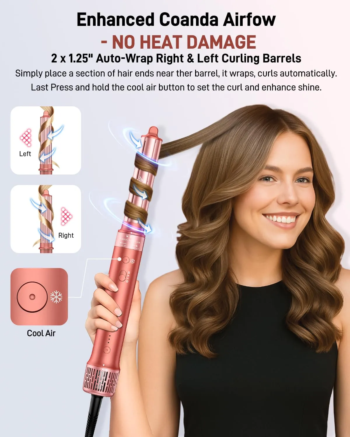 5 in 1 Hair Styler Hair Dryer Brush - High-Speed Hot Air Styler Wrap, Fast Drying No Heat Damage Ionic Blow Dryer Brush for Volumize, Curl, Straighten, Frizz-Free Multi Stylers with Travel Bag