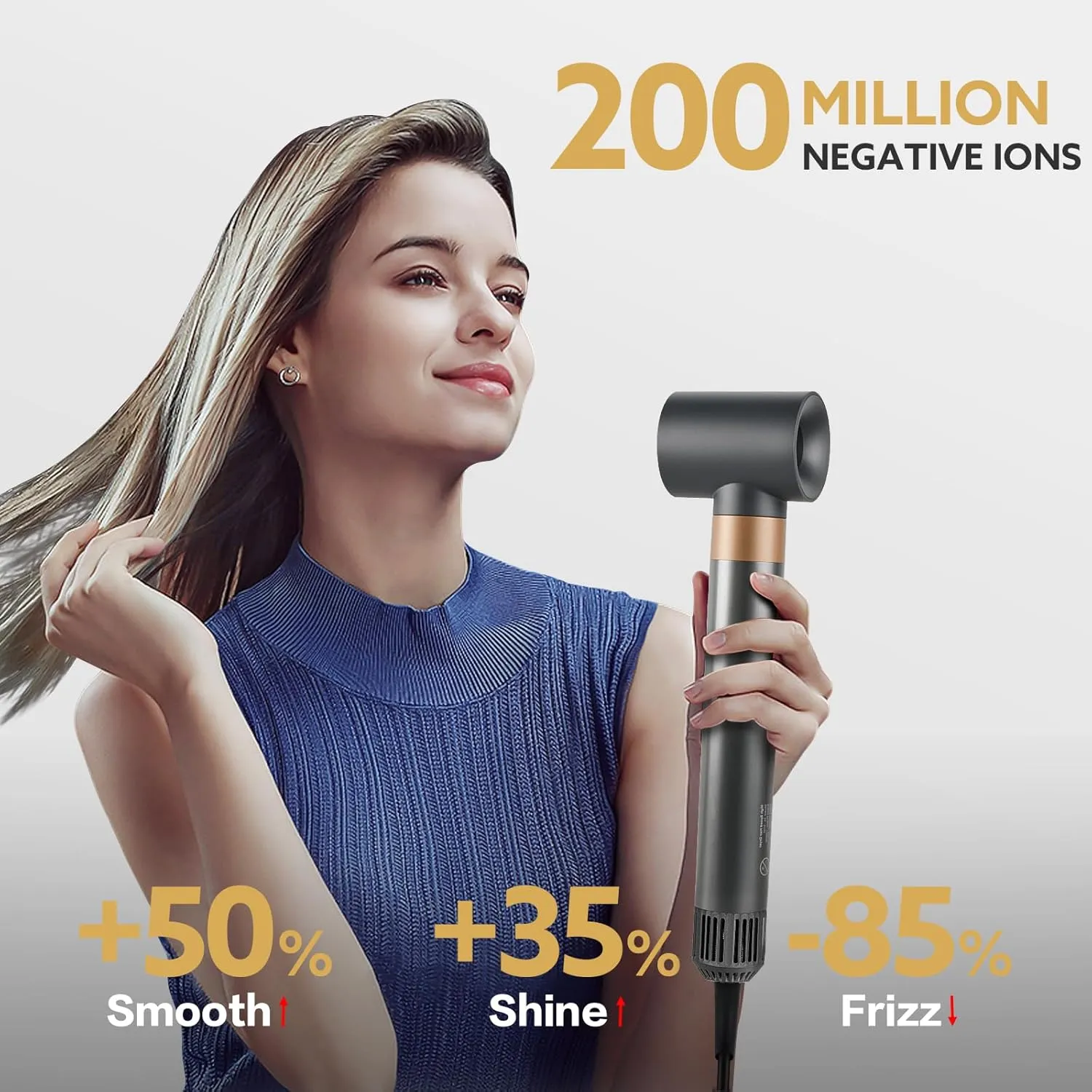 5 in 1 Hot Air Brush Hair Dryer Air Styler - 110,000 RPM Fast Drying, Curling, Straightening with Ceramic Coating & Negative Ion, No Heat Damage for All Hair Types, Includes Travel Case