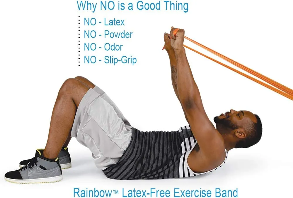 50 Yard roll Latex-Free Norco Rainbow Resistance Band, No Powder, No Odor. 5 Levels Light to Super Heavy. Use for Rehabilitation, Physical Therapy, Home-Gym Exercise, Fitness, Strength