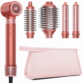 5 in 1 Hair Styler Hair Dryer Brush - High-Speed Hot Air Styler Wrap, Fast Drying No Heat Damage Ionic Blow Dryer Brush for Volumize, Curl, Straighten, Frizz-Free Multi Stylers with Travel Bag