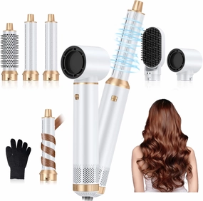 5 in 1 Upgrade Hair Dryer Brush Blow Dryer Brush, Air Curler Air Curling Wrap Styler, Detachable Hot Air Brush Negative Ion Curling Brush Iron, Hair Styling Tools for Drying Curling Straightening