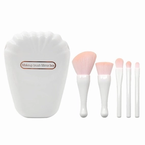 5 Pieces Of Makeup Brush Set Portable Plastic Handle Powder Blusher Brush Eye Beauty Tools Flat Makeup Brush(Color:White)