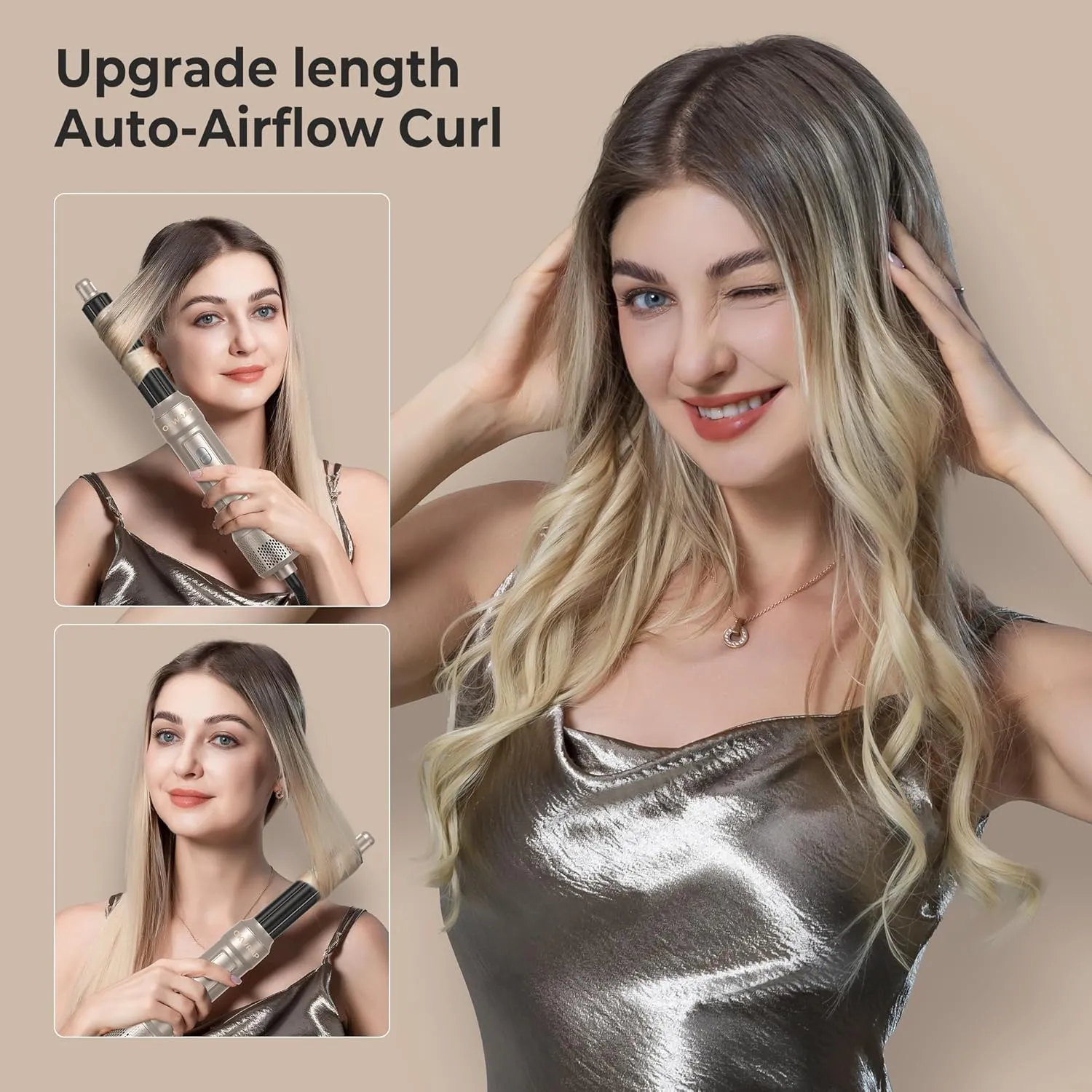 6 in ONE Blow Dryer Brush,Air Curling Iron Round Brush for Blow Out 1000W,Ionic Hair Dryer Brush for Women, Blowout Brush Air Styler Curler