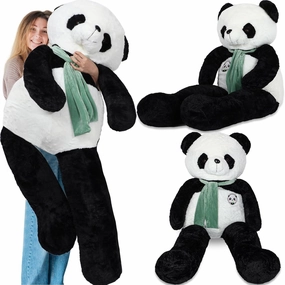63 Inch Tall Giant Plush Panda Bear Giant Stuffed Animal Large Panda Plushie with Green Scarf Big Soft Plush Bear Toy for Christmas Boys Girls Girlfriend Wife Gift