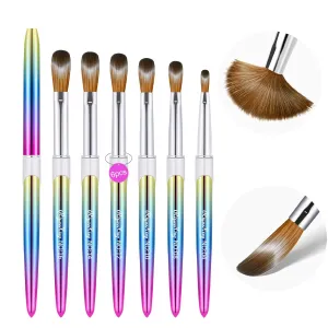 6PCS Kolinsky Nail Art Brush Set, 4/8/10/12/14/16. Oval Shaped Acrylic Powder Nail Design Tools for Professional Manicure DIY Home
