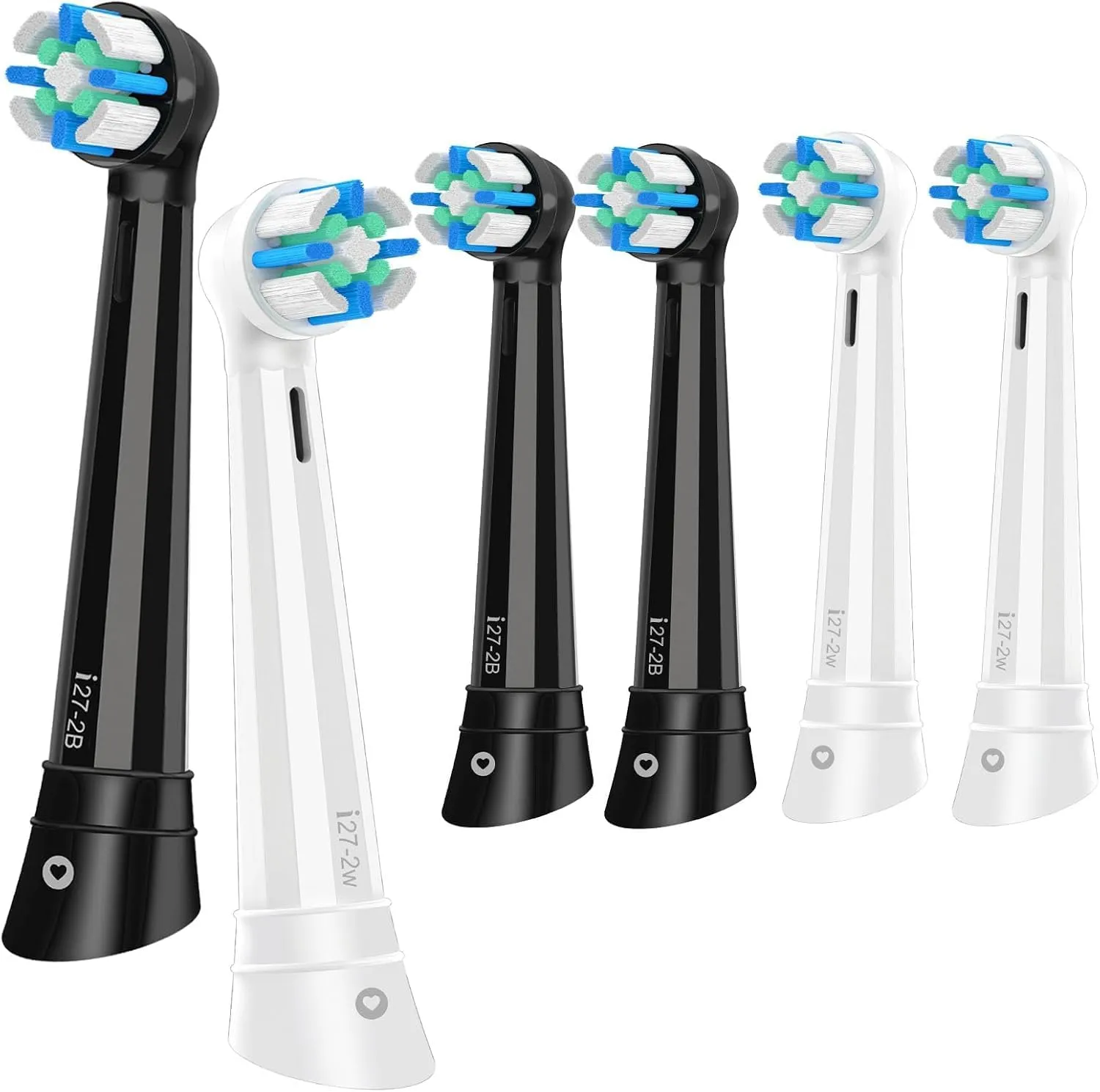 6PCS Replacement Heads Compatible with Oral B iO 3 4 5 6 7 8 9 10 Series Electric Toothbrush,Toothbrush Heads Compatible with Braun Oral B iO with Medium Bristles,Black/White