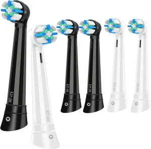 6PCS Replacement Heads Compatible with Oral B iO 3 4 5 6 7 8 9 10 Series Electric Toothbrush,Toothbrush Heads Compatible with Braun Oral B iO with Medium Bristles,Black/White