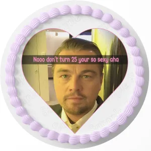 7.5 Inch Edible Cake Topper – Leo Noo Don't Turn 25 Heart Themed Birthday Party Collection of Edible Cake Decorations round