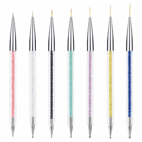7 Pieces Nail Art Liner Brushes, Dual-ended Painting Nail Design Nylon Brush Pen Set Nail Art Point Drawing Brush Pen 5/7/9/11/14/16/20 mm