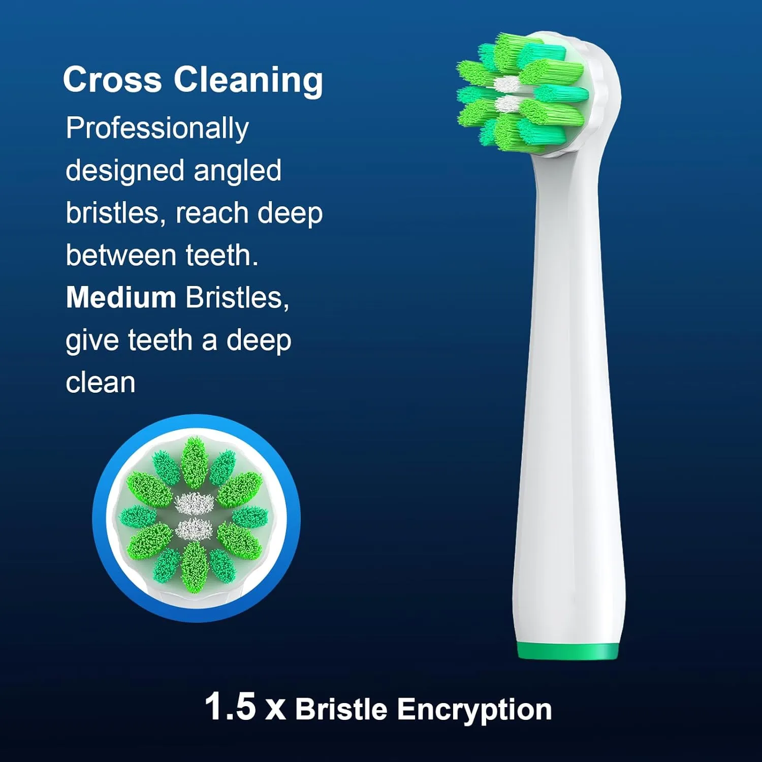 8 Count Cross Clean Replacement Heads Compatible with Oral B Braun for Deep Clean, Brush Heads Compatible with Oral B Pro 1000/500/Genius x/Smart 1500 Electric Toothbrush Heads (White)