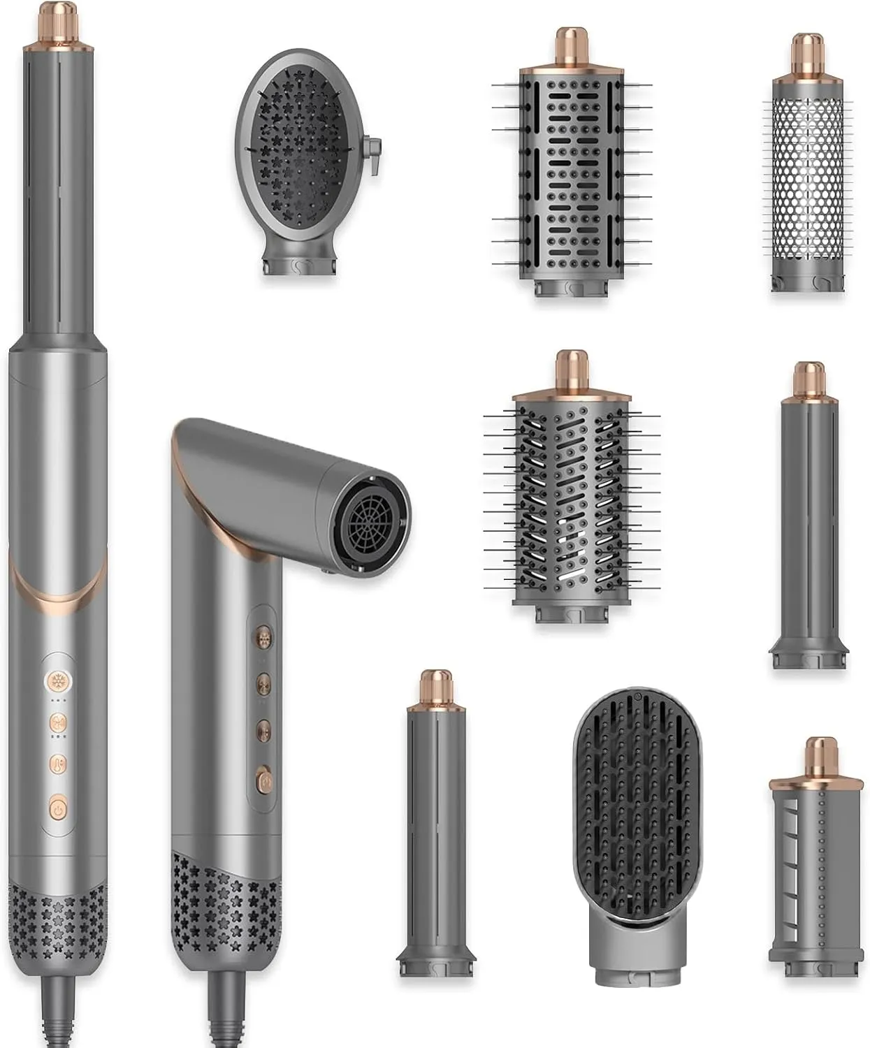 8 in 1 Hair Dryer Brush Set Air Hair Styler Curling Negative Ionic Foldable Hot Air Hair Dryer Brush, Hair Styling Tool for Curling Waves Straightening Volume Blowout Styles