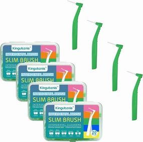 80 Count Interdental Brush Cleaners Dental Brushes Toothpick Tooth Flossing Head Oral Dental Hygiene Brush Interdental Angle Brushes with Portable Case Easy Use for Tooth Cleaning (Green, Tight Teeth)