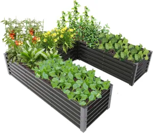 A ANLEOLIFE U-Shaped Galvanized Raised Garden Beds Outdoor,6x6x1.5ft Large Metal Planter Box for Planting Vegetables Flowers Herb, Anti-Rust & Easy-Setup, Quartz Grey