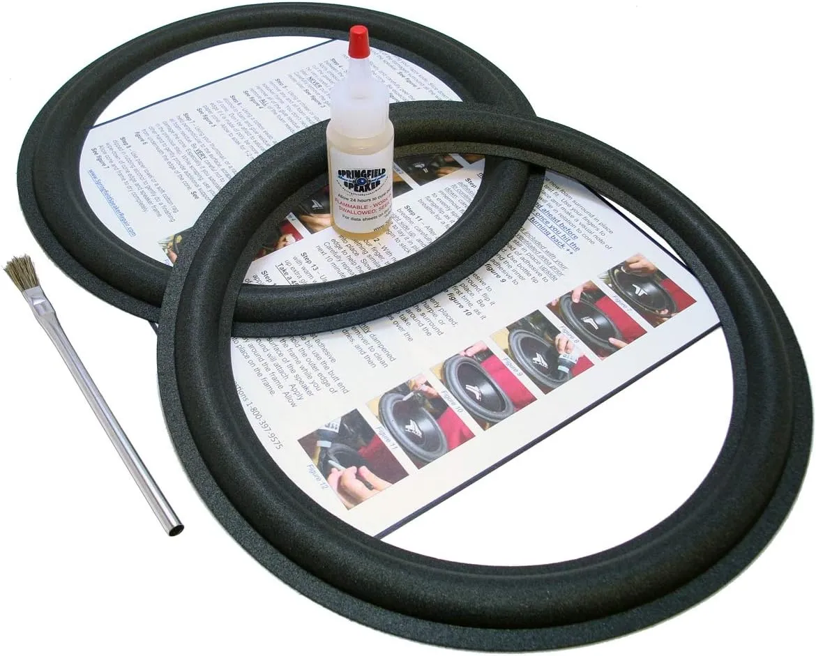 Acoustic Research 11" Speaker Foam Surround Edge Repair Kit - 2 Speaker Kit - Compatible with Acoustic Research AR-3, AR3, AR-3a, AR3a, AR-9, AR9, AR-10 pi, AR10pi, AR-10, AR10, AR-11, AR11, Many More