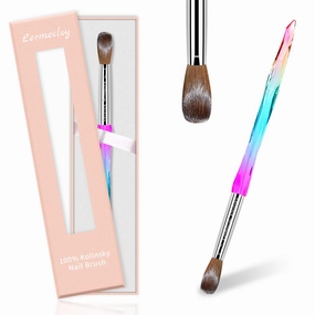 Acrylic Nail Brush - Kolinsky Acrylic Brushes, Size 10, Crimped Oval Crystal Handle Powder Brush, Professional Nail Art Manicure Tool and DIY Home Salon