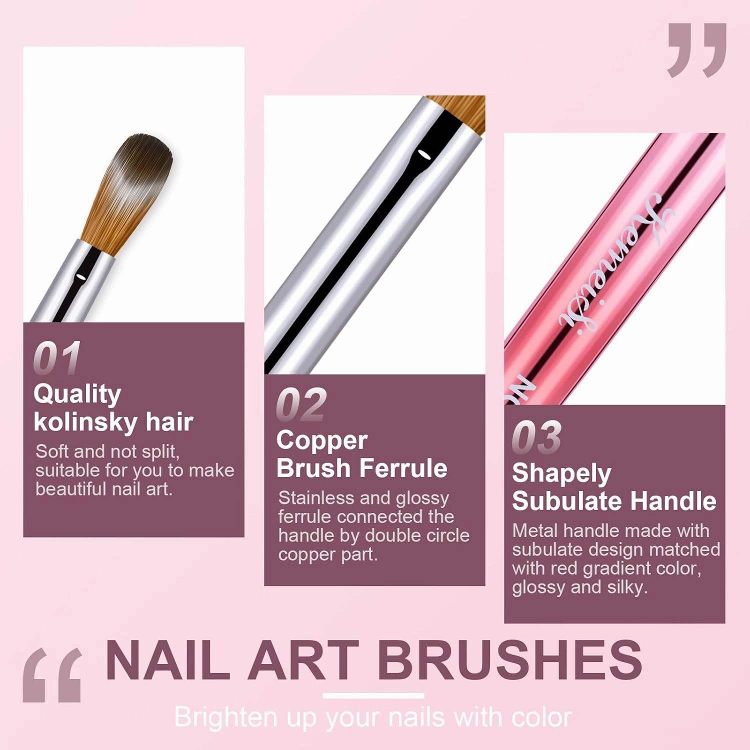 Acrylic Nail Brush Set, Size 02/06/08/10/12/16 Kolinsky Nail Art Brushes for Acrylic Application, Sturdy Handle Oval Shaped Acrylic Powder Nail Design Tools for Professional Manicure DIY Home