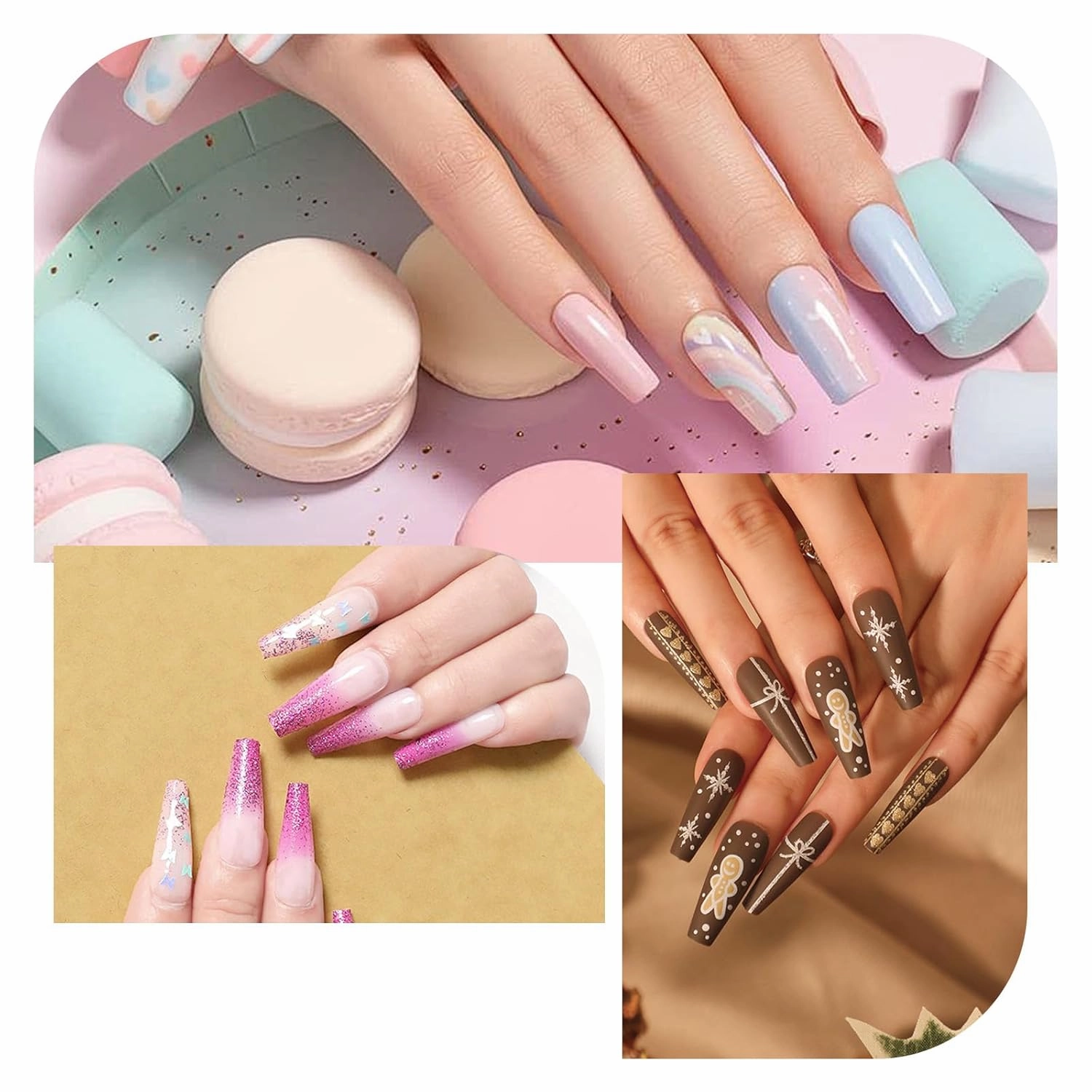 Acrylic Nail Brush Set, Size 02/06/08/10/12/16 Kolinsky Nail Art Brushes for Acrylic Application, Sturdy Handle Oval Shaped Acrylic Powder Nail Design Tools for Professional Manicure DIY Home