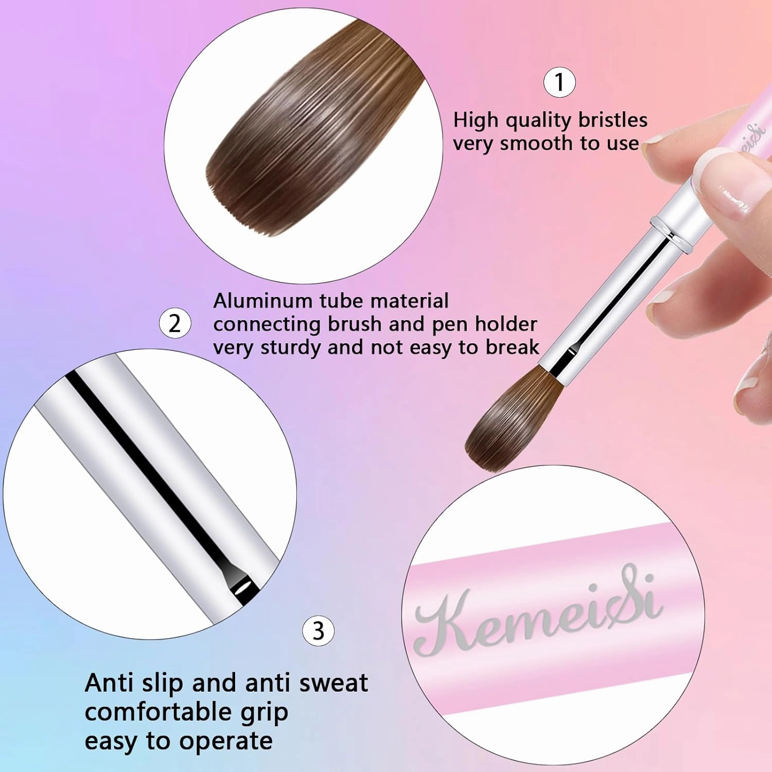 Acrylic Nail Brush Size #14, 100% Pure Kolinsky Nail Art Brushes for Acrylic Application, Sturdy Handle Oval Shaped Acrylic Powder Nail Design Tools for Professional Manicure DIY