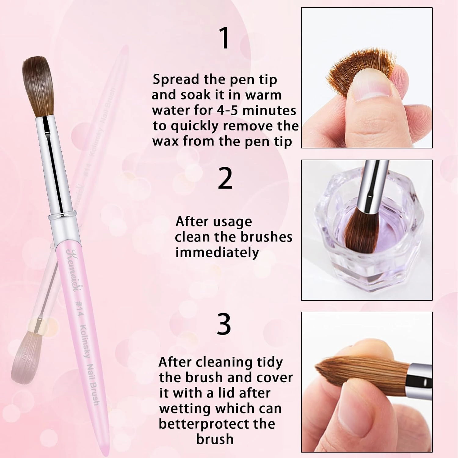 Acrylic Nail Brush Size #14, 100% Pure Kolinsky Nail Art Brushes for Acrylic Application, Sturdy Handle Oval Shaped Acrylic Powder Nail Design Tools for Professional Manicure DIY