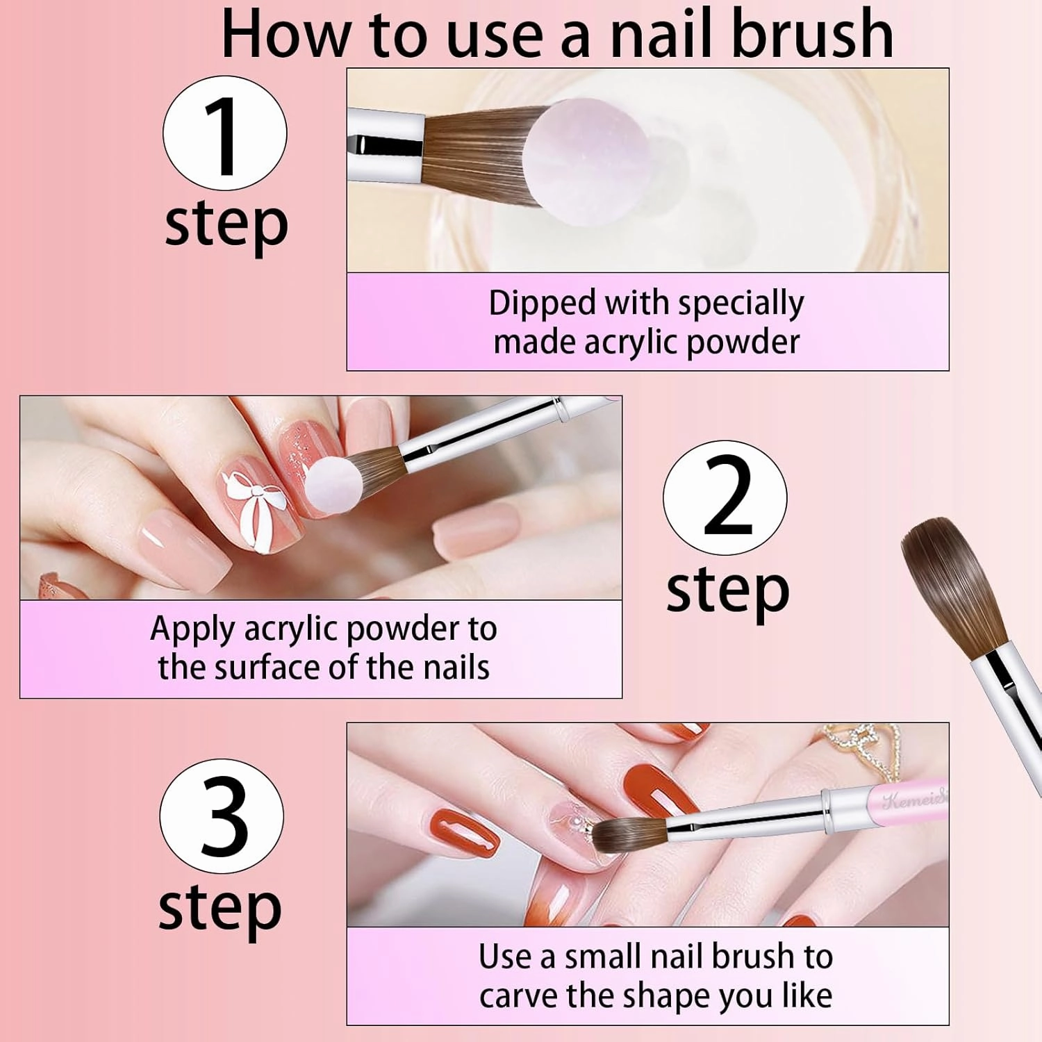 Acrylic Nail Brush Size #14, 100% Pure Kolinsky Nail Art Brushes for Acrylic Application, Sturdy Handle Oval Shaped Acrylic Powder Nail Design Tools for Professional Manicure DIY