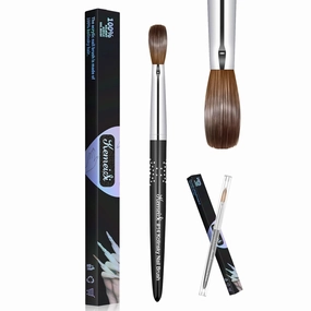 Acrylic Nail Brush Size #14, 100% Pure Kolinsky Nail Art Brushes for Acrylic Application, Sturdy Handle Oval Shaped Acrylic Powder Nail Design Tools for Professional Manicure DIY