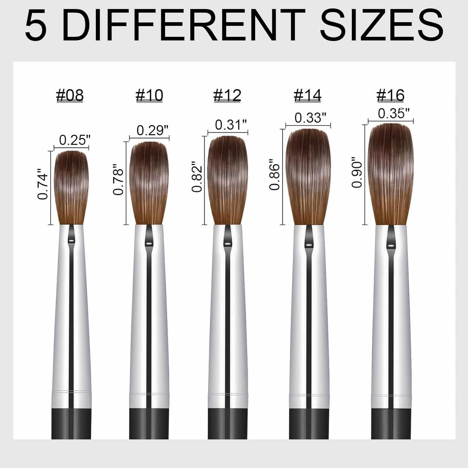 Acrylic Nail Brush Size #14, 100% Pure Kolinsky Nail Art Brushes for Acrylic Application, Sturdy Handle Oval Shaped Acrylic Powder Nail Design Tools for Professional Manicure DIY